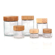 empty 70ml 180ml 280ml 380ml hexagonal honey food storage glass jar with wood lid